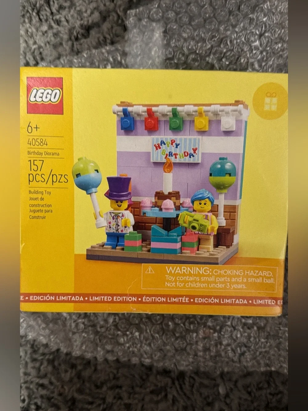 LEGO Birthday Diorama - Yellow, Purple, Blue, Green, Pink